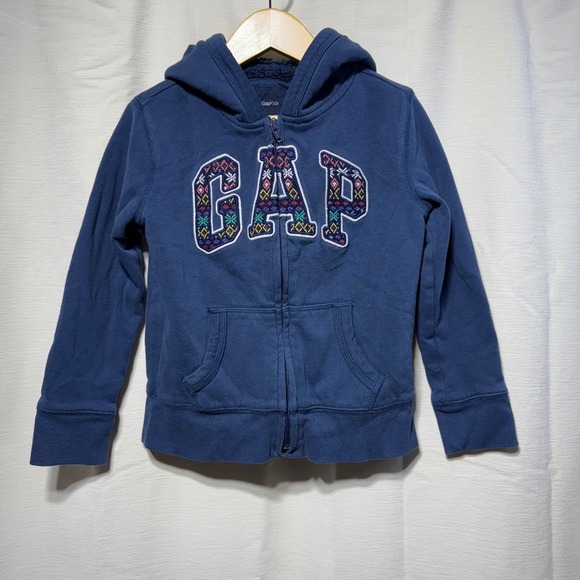 GAP Other - Gap Kids Blue Sherpa Lined Zip Up Hoodie Embroidered Logo Size S 6-7